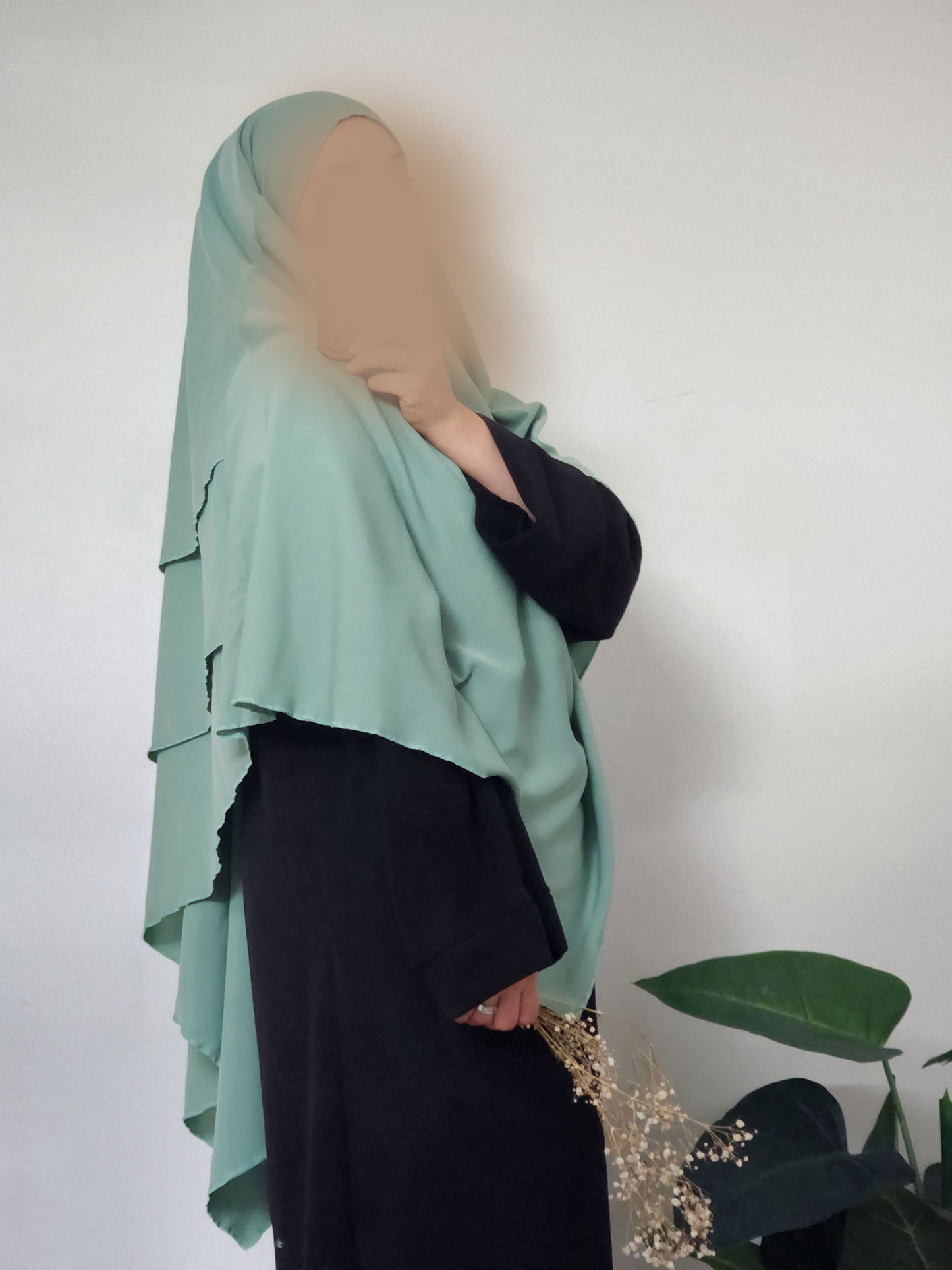 KHIMAR 3 VOILES VERT D'EAU