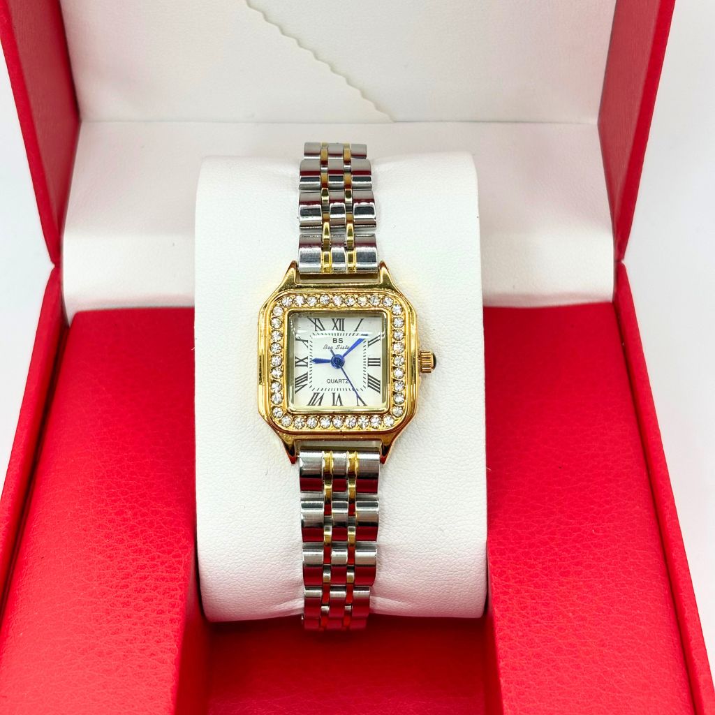 montre pour femme argentée dorée