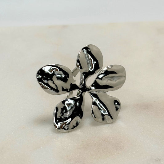 Bague en acier inoxydable couleur argent
