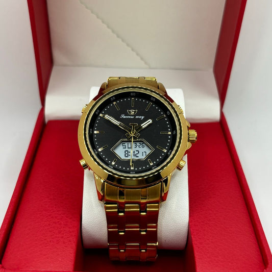 montre masculine dorée 