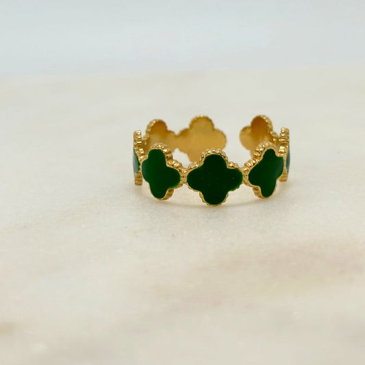 bague en acier inoxydable couronne couleur verte 