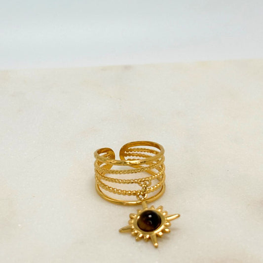 Bague la rose des vents marron